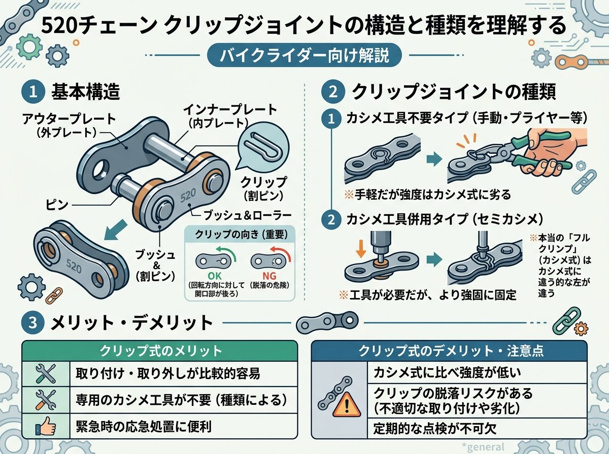 520チェーン クリップジョイントの構造と種類を理解する