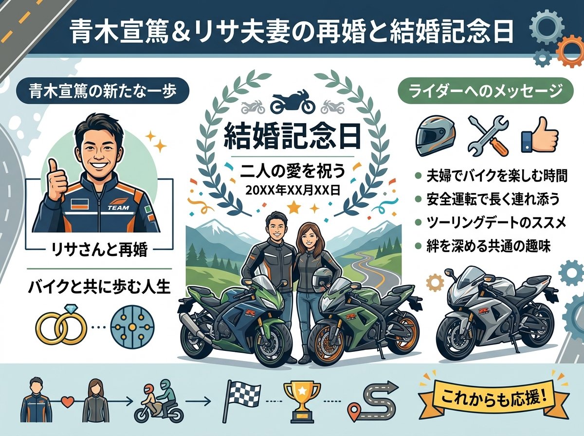 青木宣篤の嫁リサとの再婚と結婚記念日