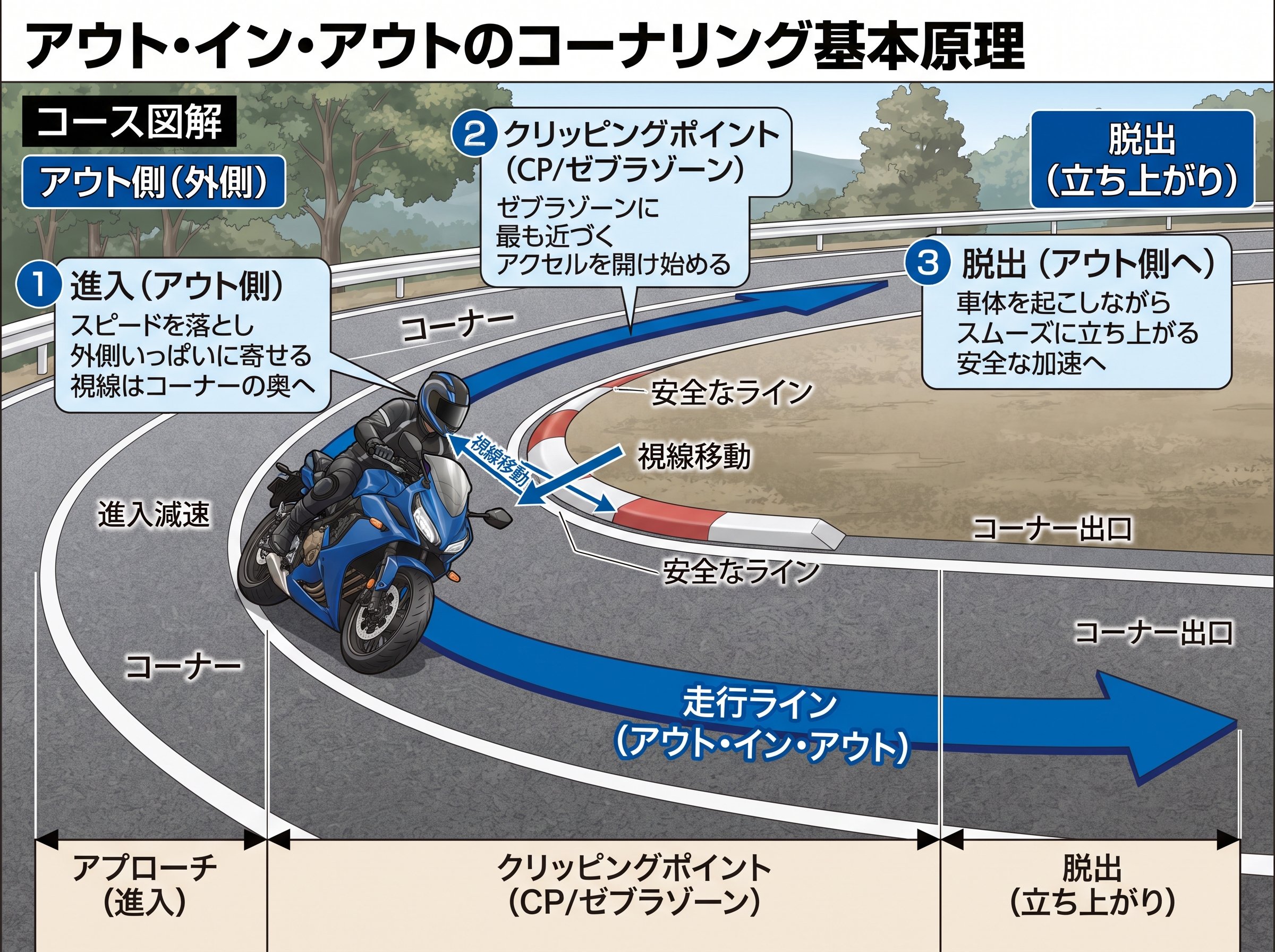 アウト・イン・アウトのコーナリング基本原理