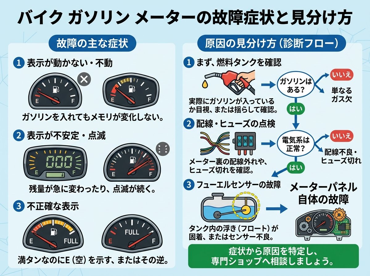 バイク ガソリン メーターの故障症状と見分け方