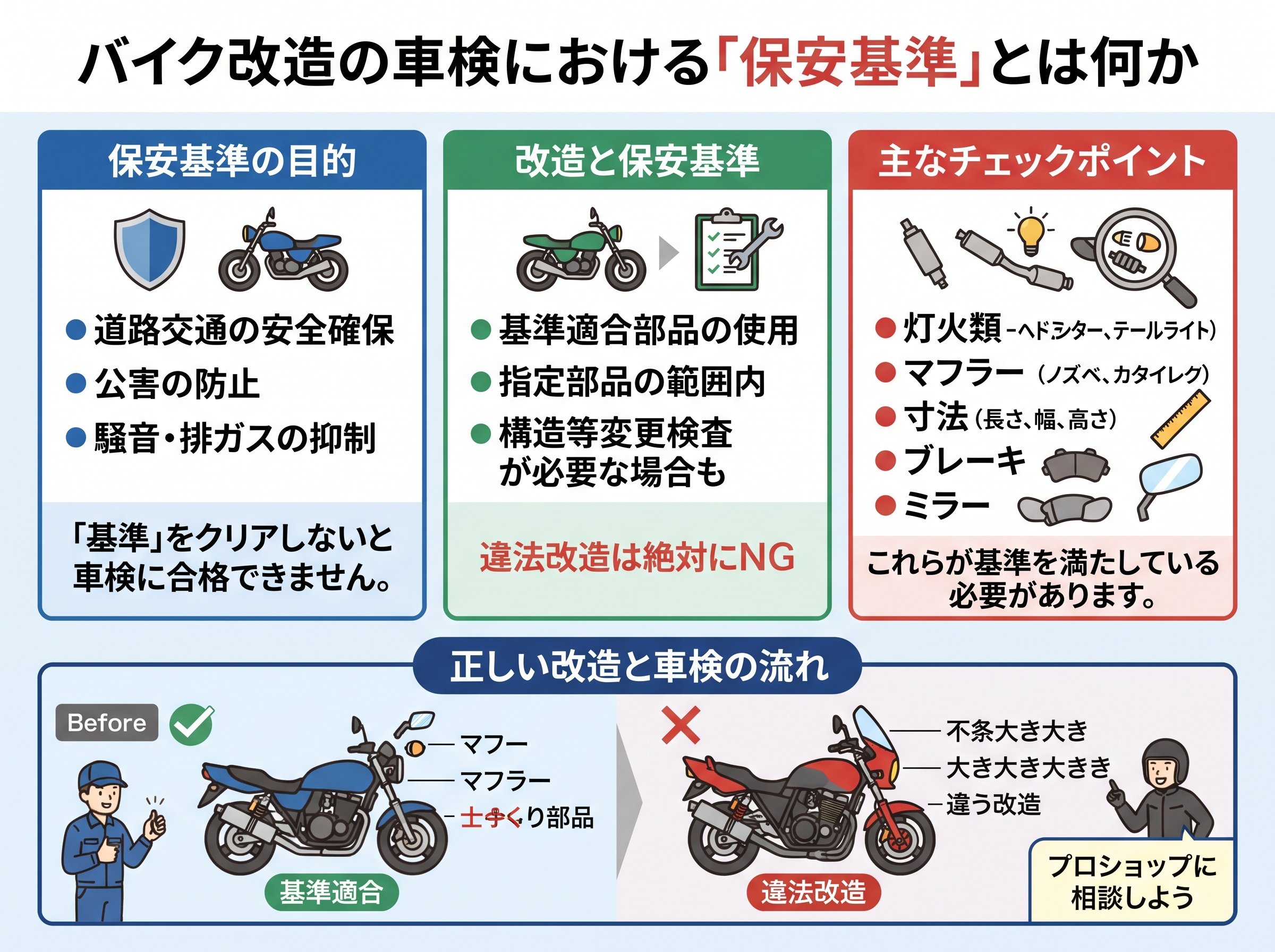 バイク改造の車検における「保安基準」とは何か