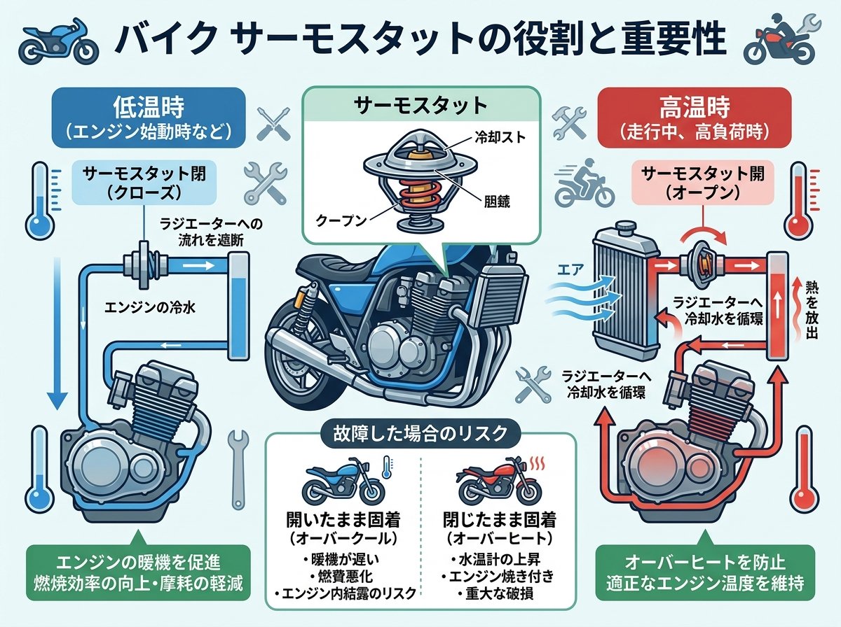 バイク サーモスタットの役割と重要性