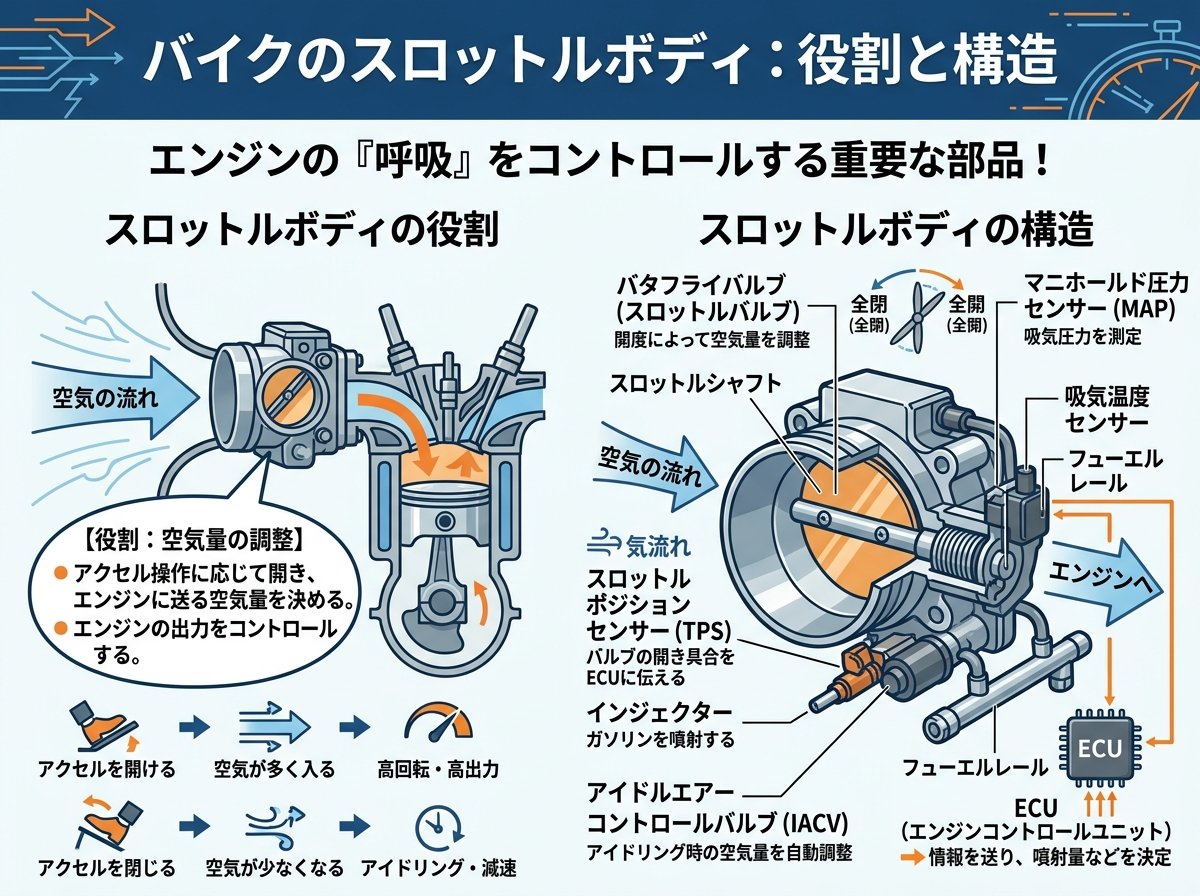 バイク スロットルボディの役割と構造
