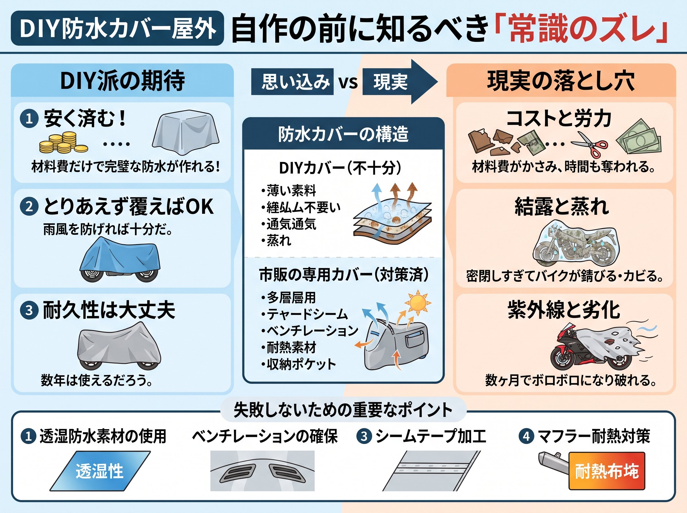 防水カバー 屋外 自作の前に知るべき「常識のズレ」