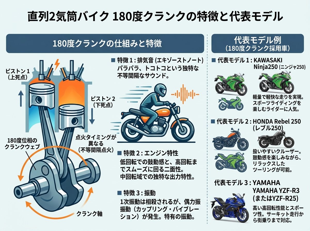 直列2気筒バイクの180度クランクの特徴と代表モデル