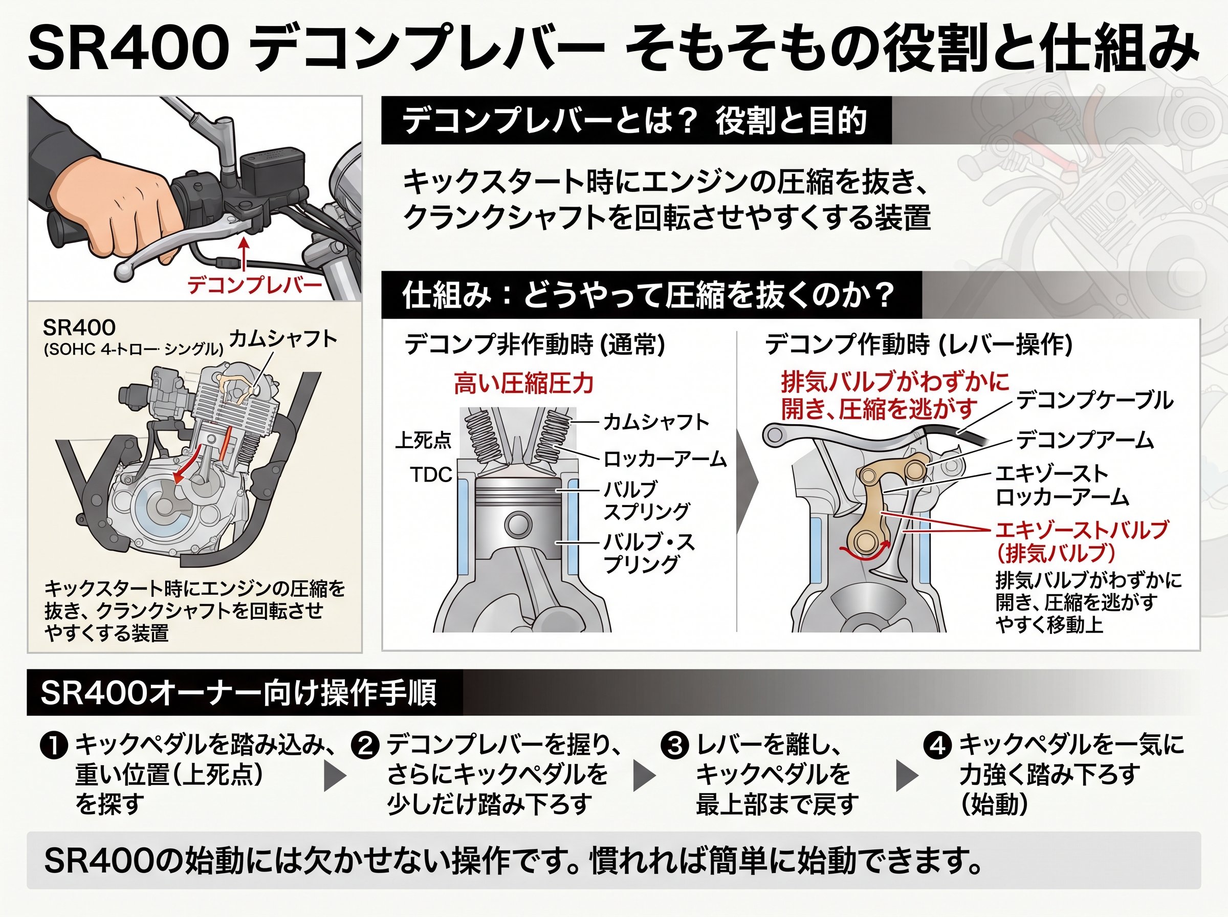 デコンプレバー sr400 そもそもの役割と仕組み