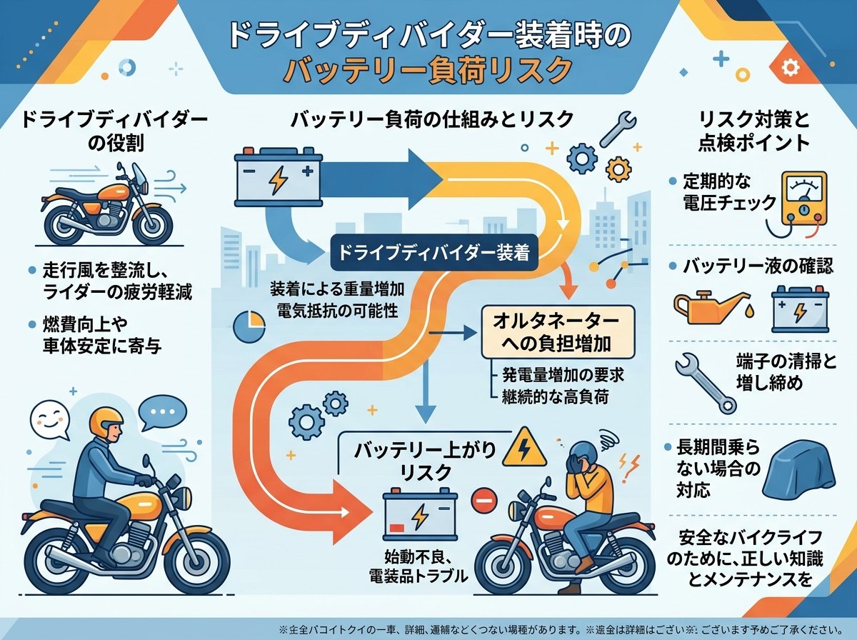 ドライブディバイダー装着時のバッテリー負荷リスク