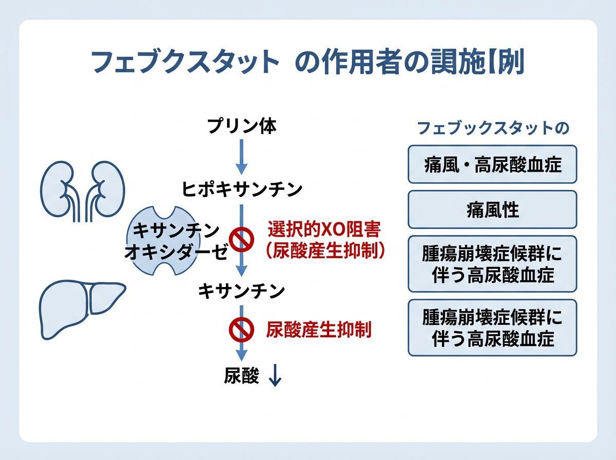 フェブキソスタットの作用機序と適応症