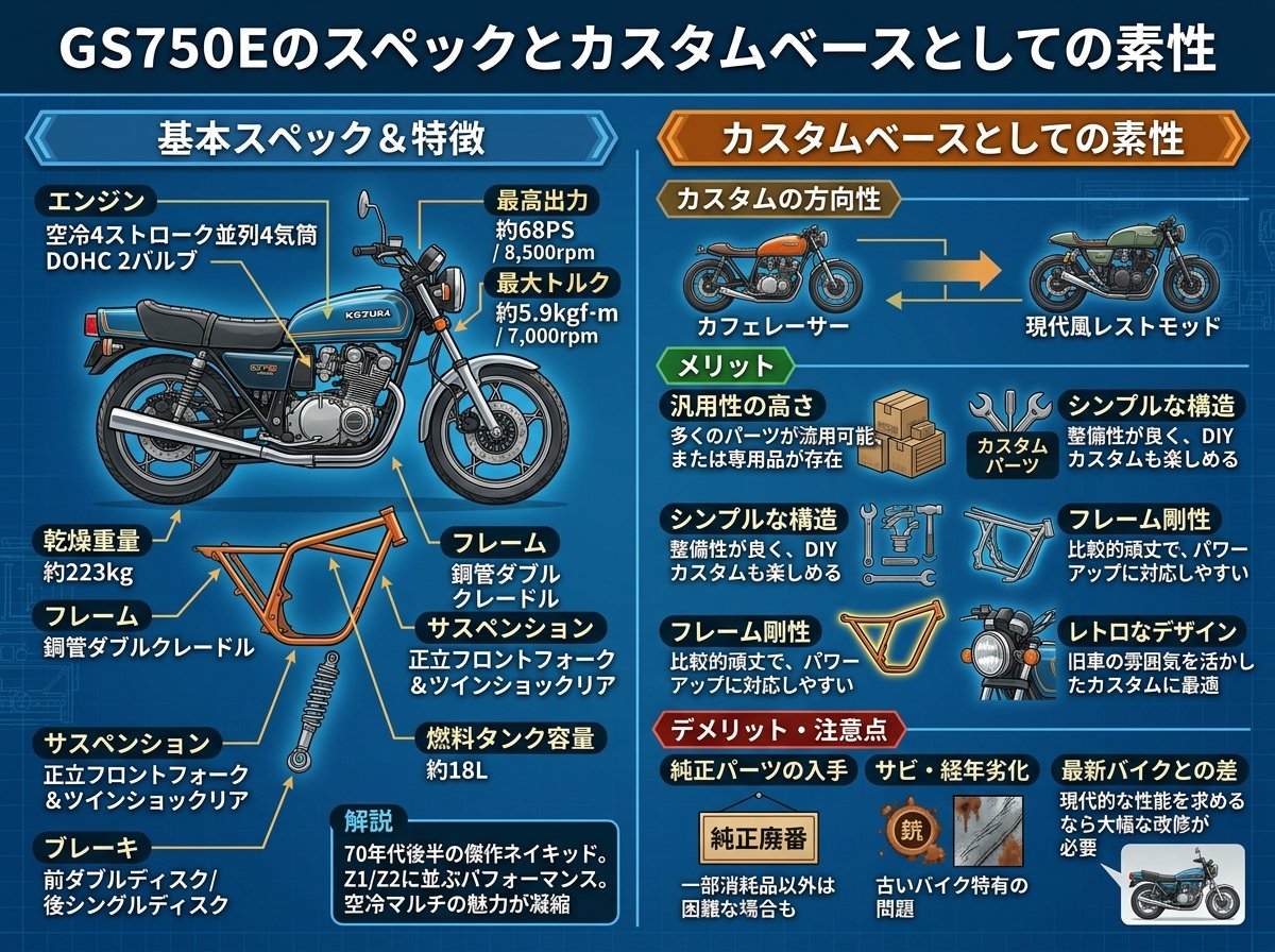 gs750eのスペックとカスタムベースとしての素性