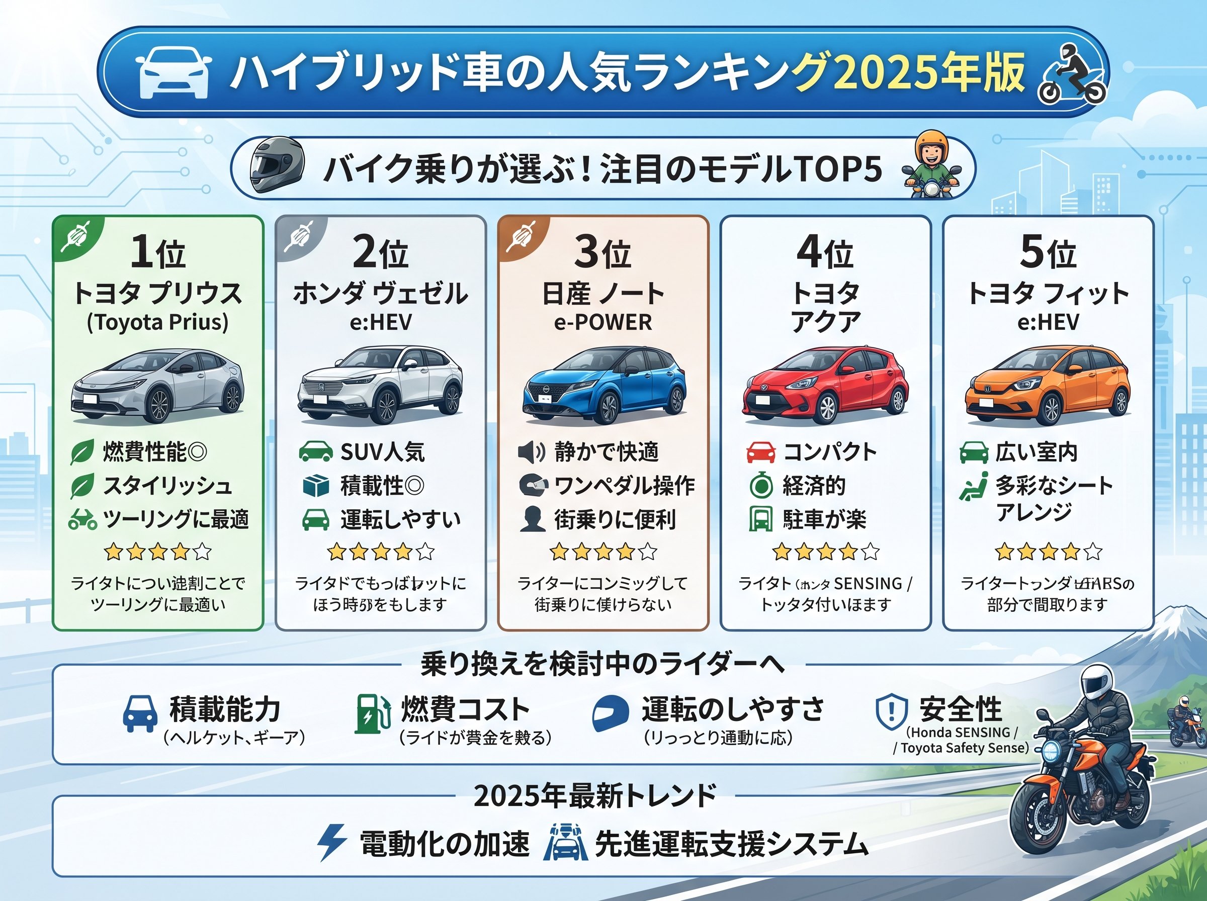 ハイブリッド車の人気ランキング2025年版