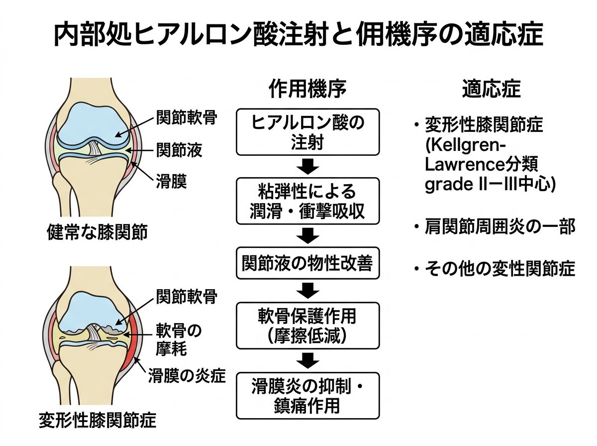 ヒアルロン酸 関節内注射の作用機序と適応症