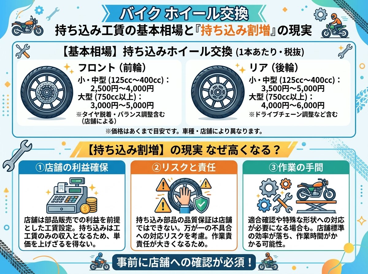 ホイール交換 工賃 持ち込みの基本相場と「持ち込み割増」の現実