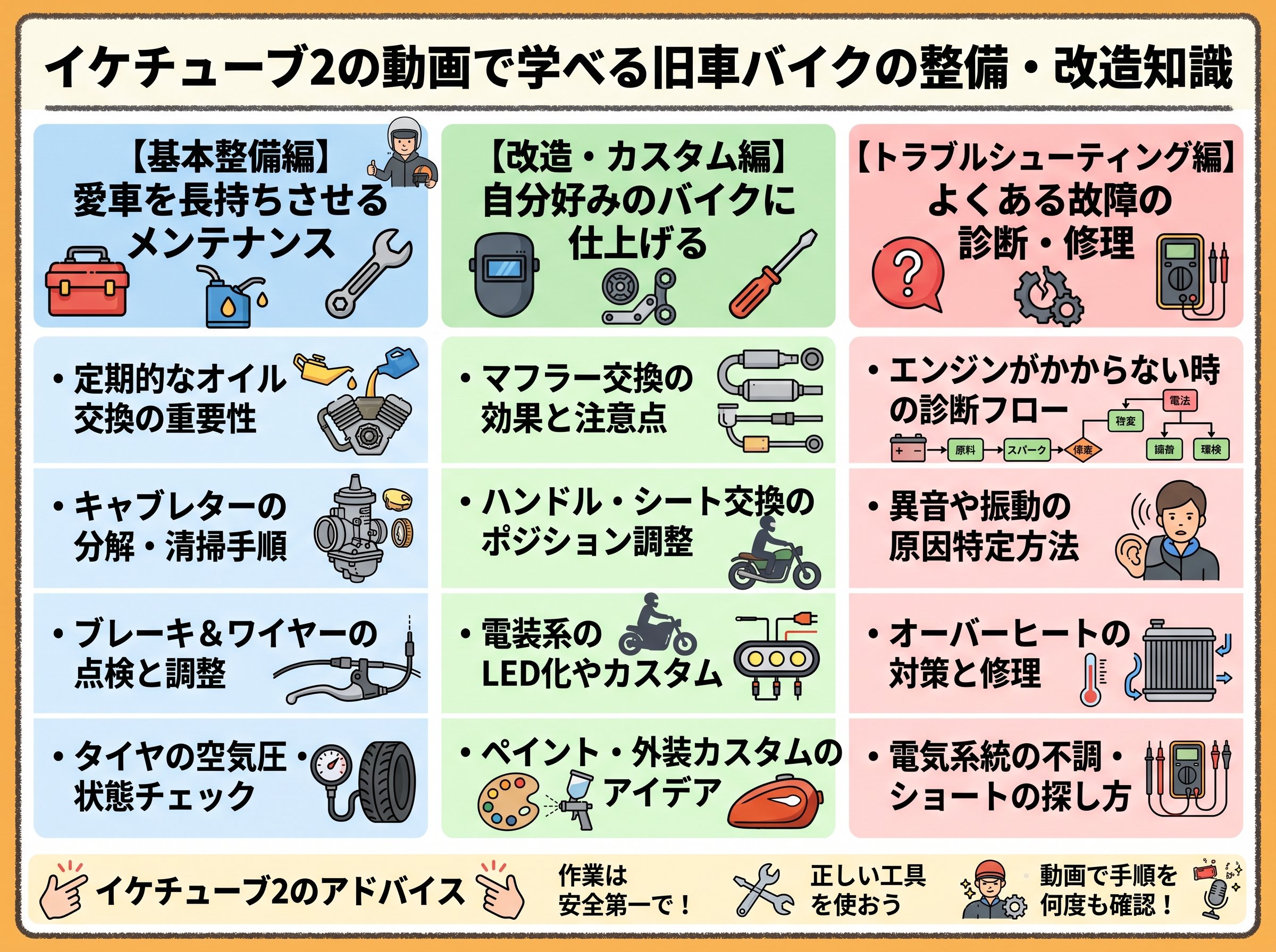 イケチューブ2の動画で学べる旧車バイクの整備・改造知識