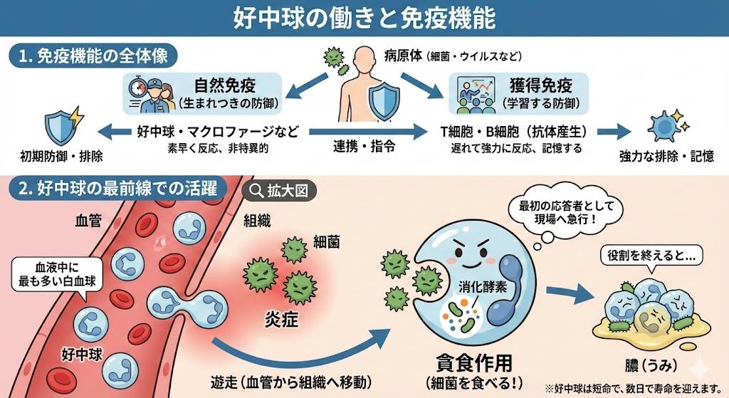 好中球の働きと免疫機能