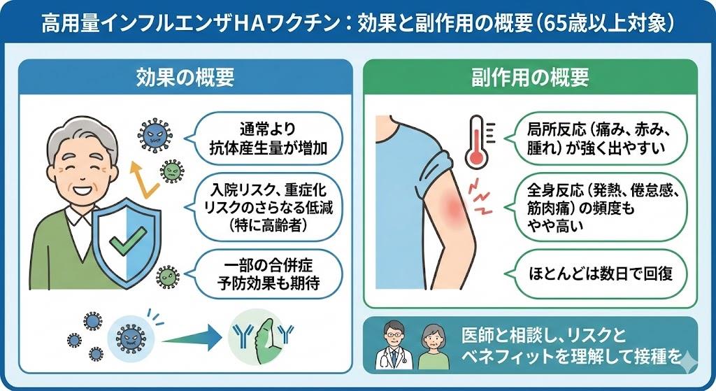 高用量インフルエンザHAワクチンの効果と副作用