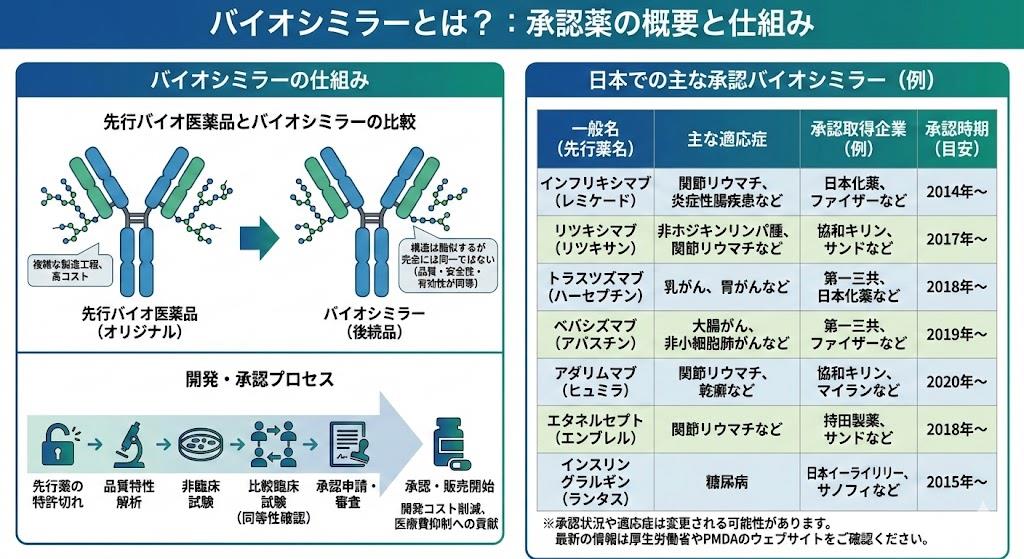 バイオシミラー一覧と承認薬の概要