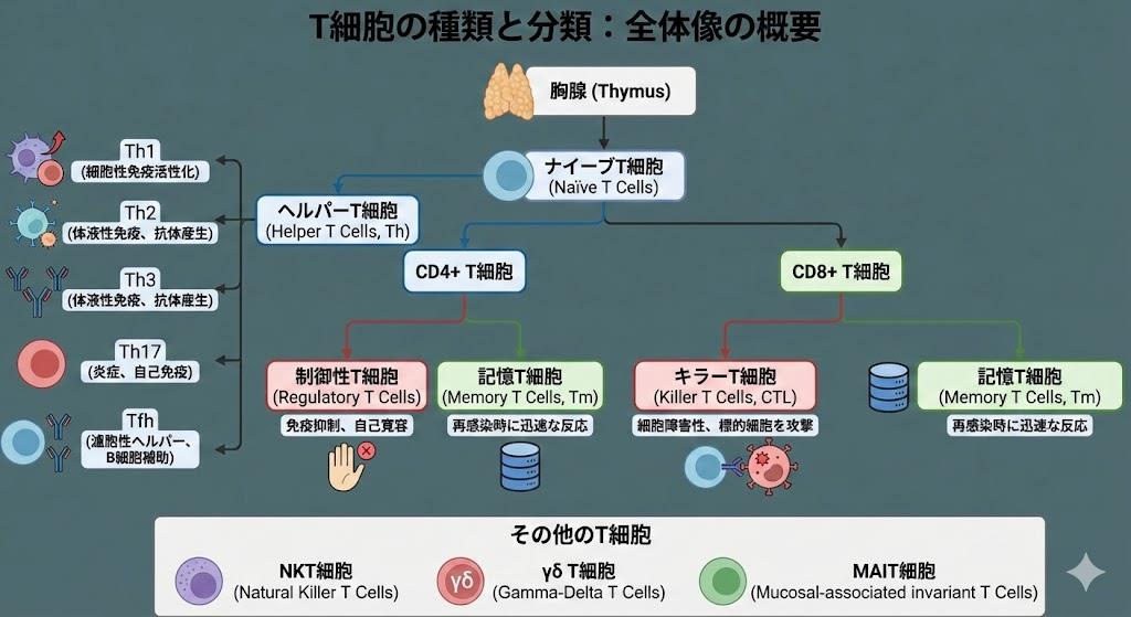 T細胞の種類と分類の全体像