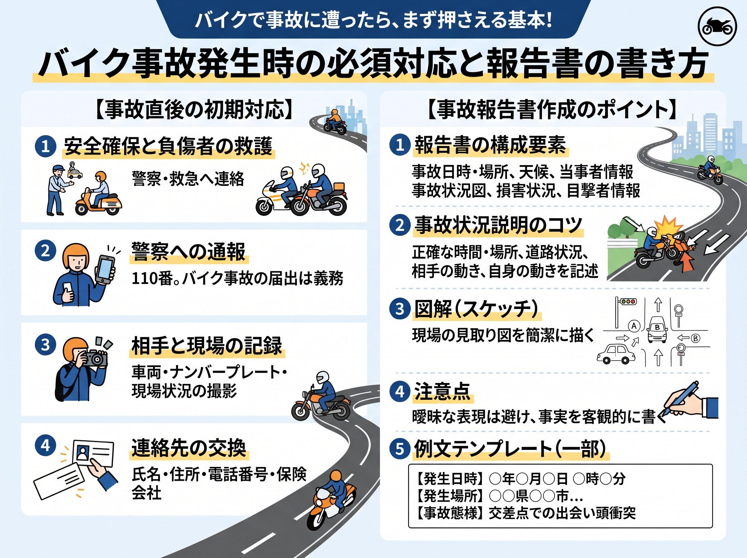 事故報告書の書き方 例文 バイクで最初に押さえる基本