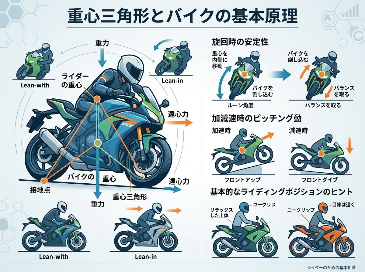 重心三角形とバイクの基本原理