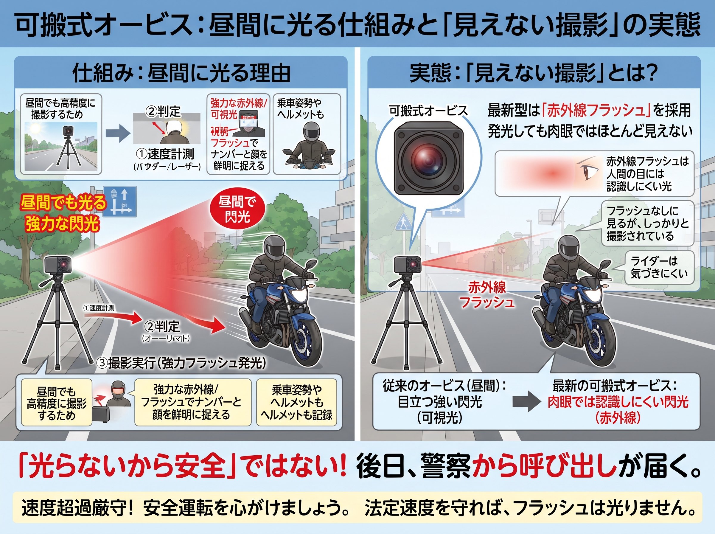 可搬式オービスが昼間に光る仕組みと「見えない撮影」の実態