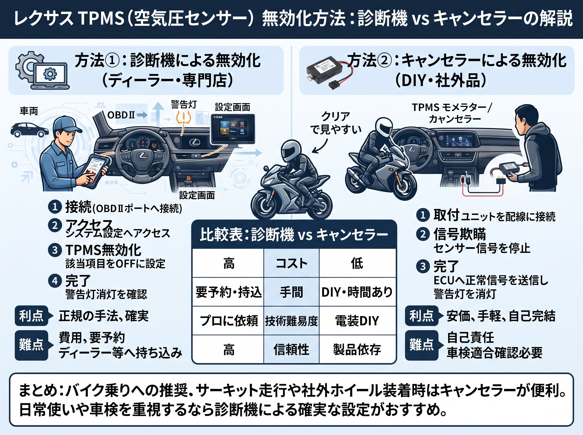 空気圧センサーの無効化をレクサスで行う方法と診断機・キャンセラーの違い