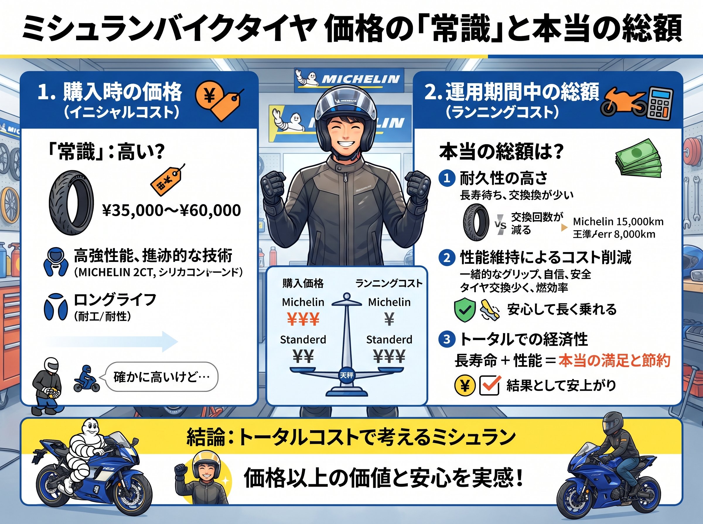 ミシュランバイクタイヤ 価格の「常識」と本当の総額
