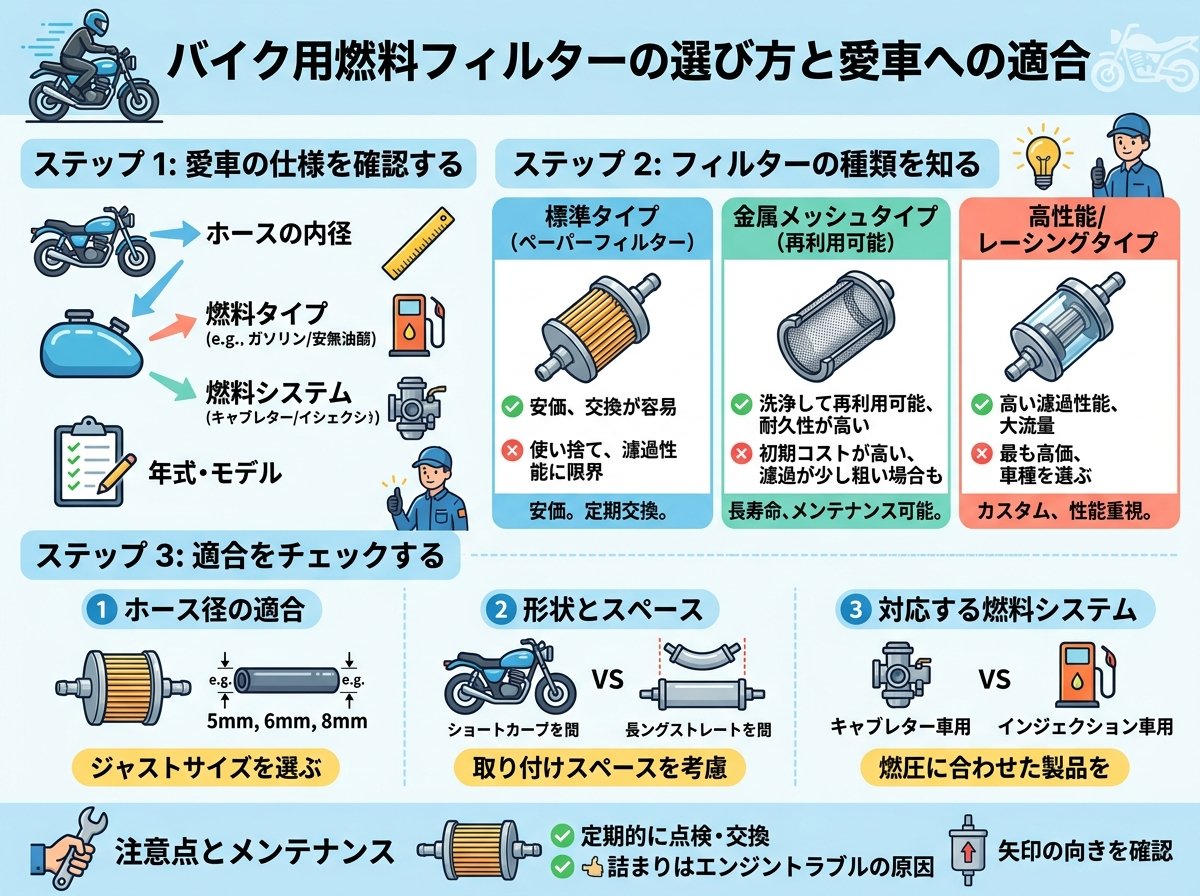 燃料フィルターの種類の選び方と愛車への適合