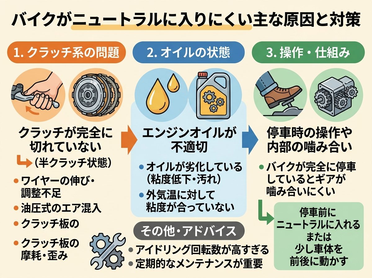 ニュートラル バイク 入りにくい 原因