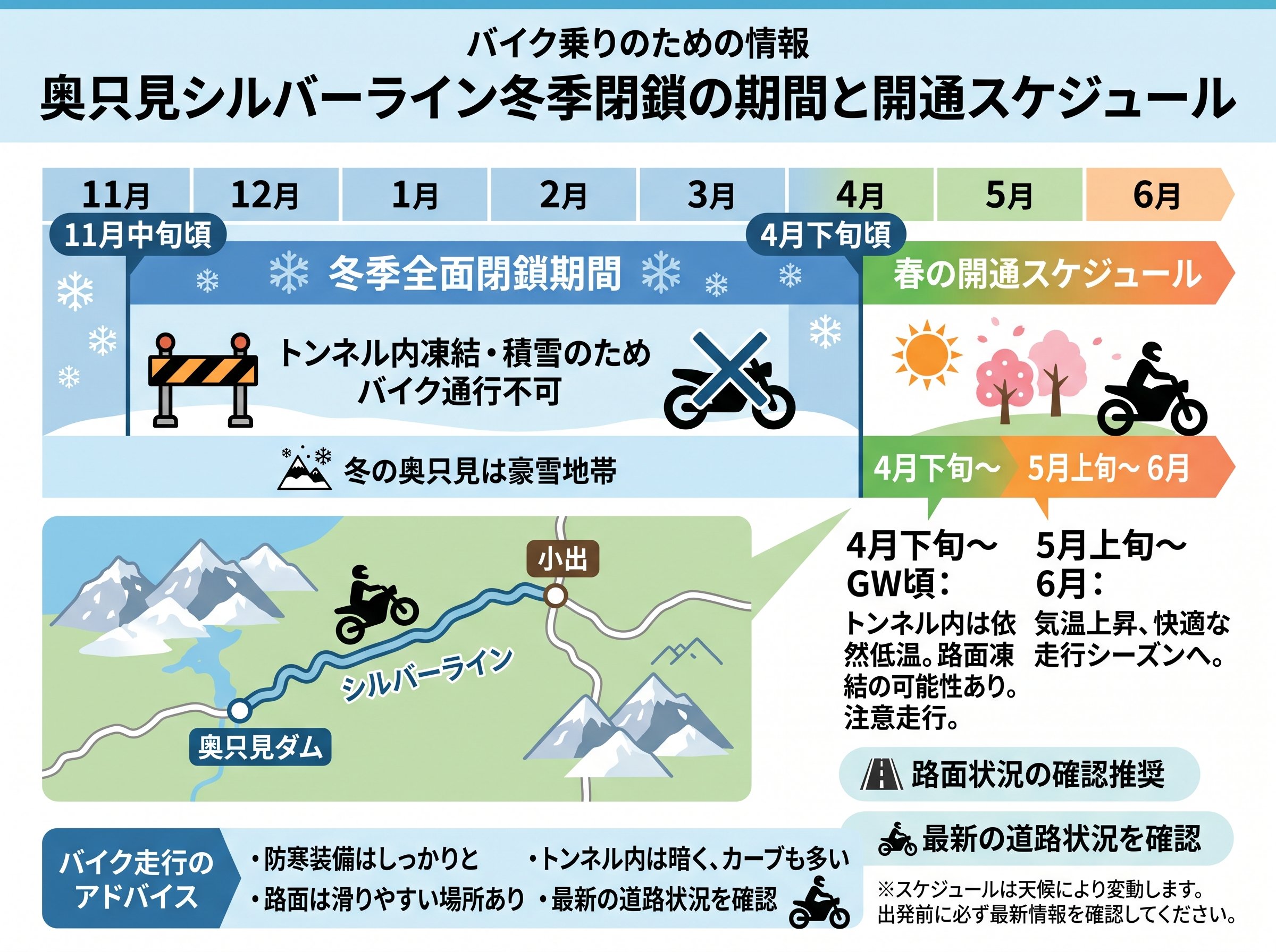 奥只見シルバーライン冬季閉鎖の期間と開通スケジュール