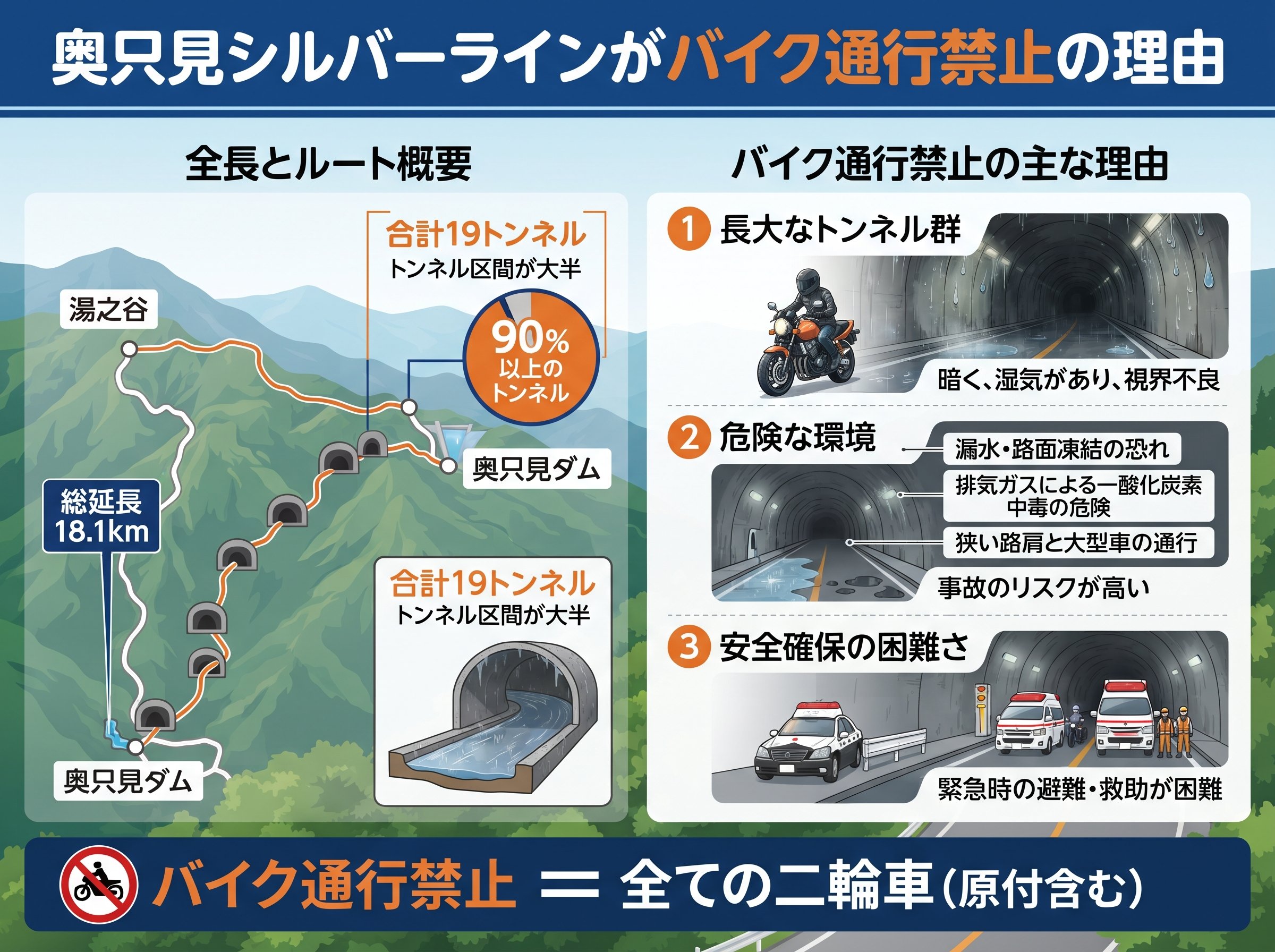 奥只見シルバーラインがバイク通行禁止の理由と全長の特徴