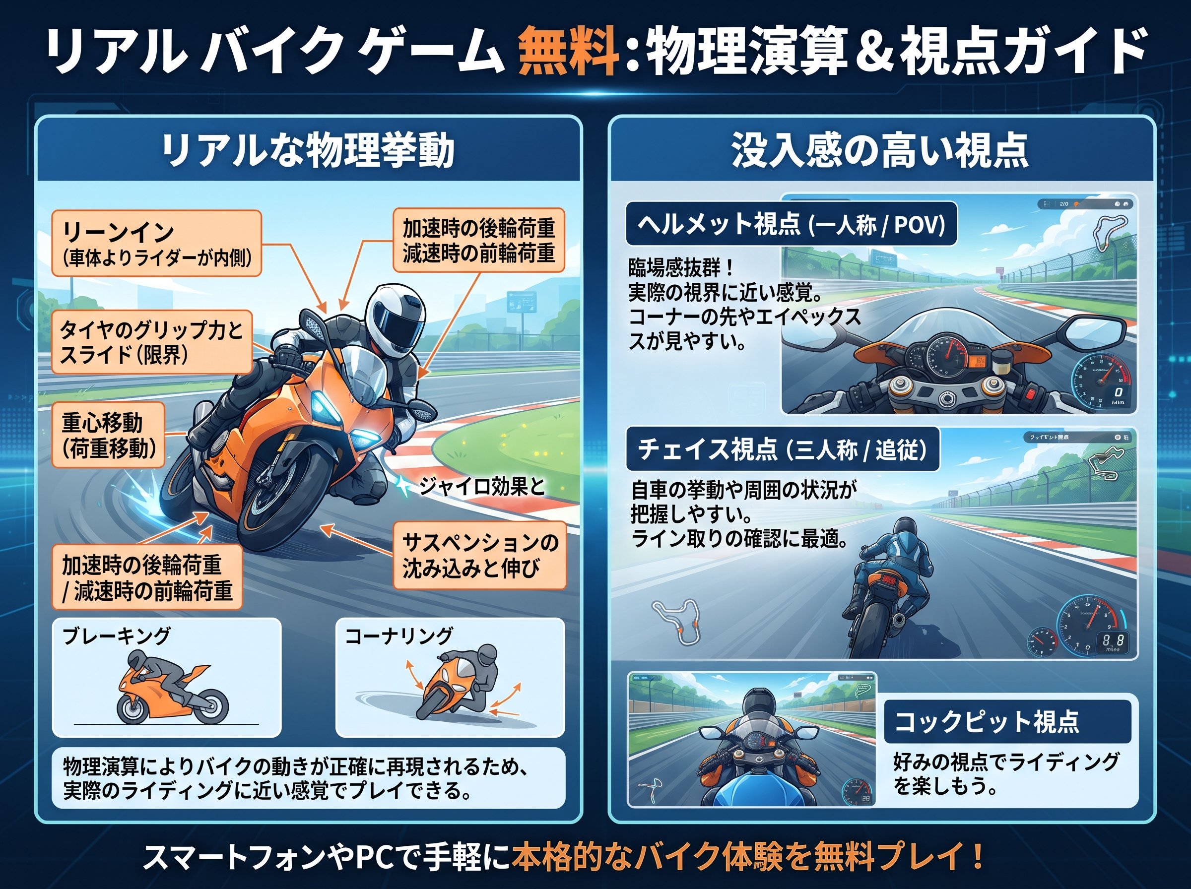 リアル バイク ゲーム 無料 物理と視点