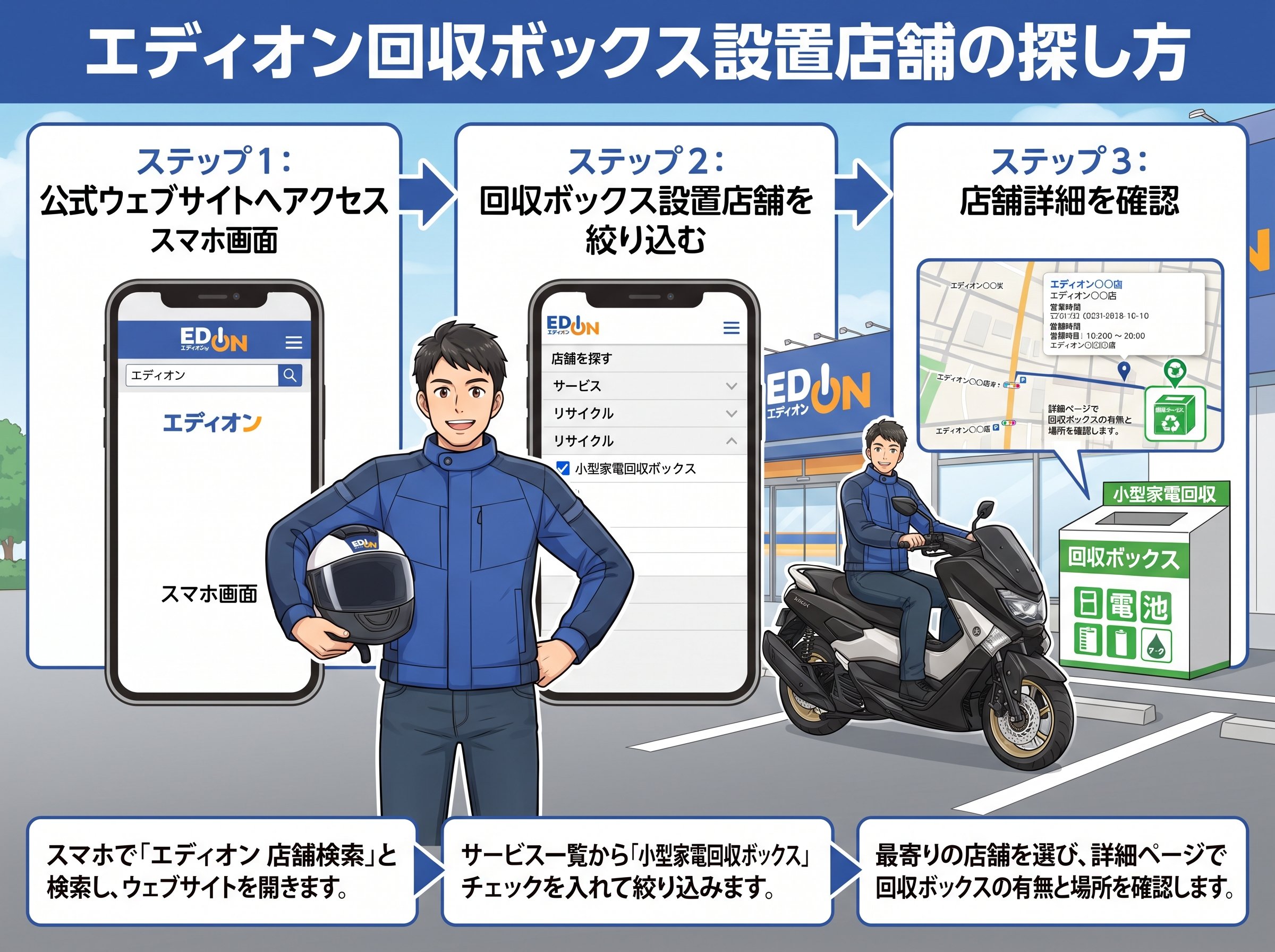 エディオン回収ボックス設置店舗の探し方