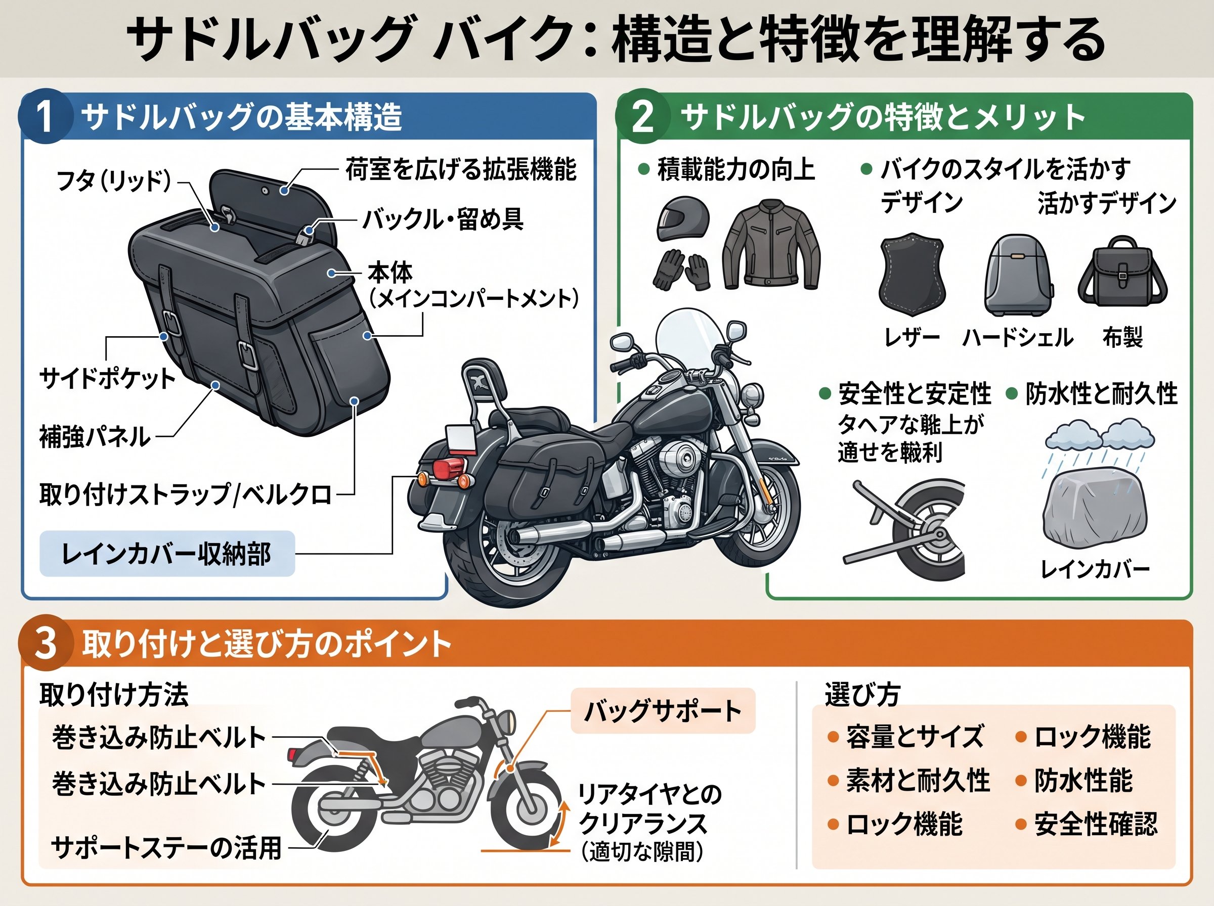 サドルバッグ バイク 構造と特徴を理解する
