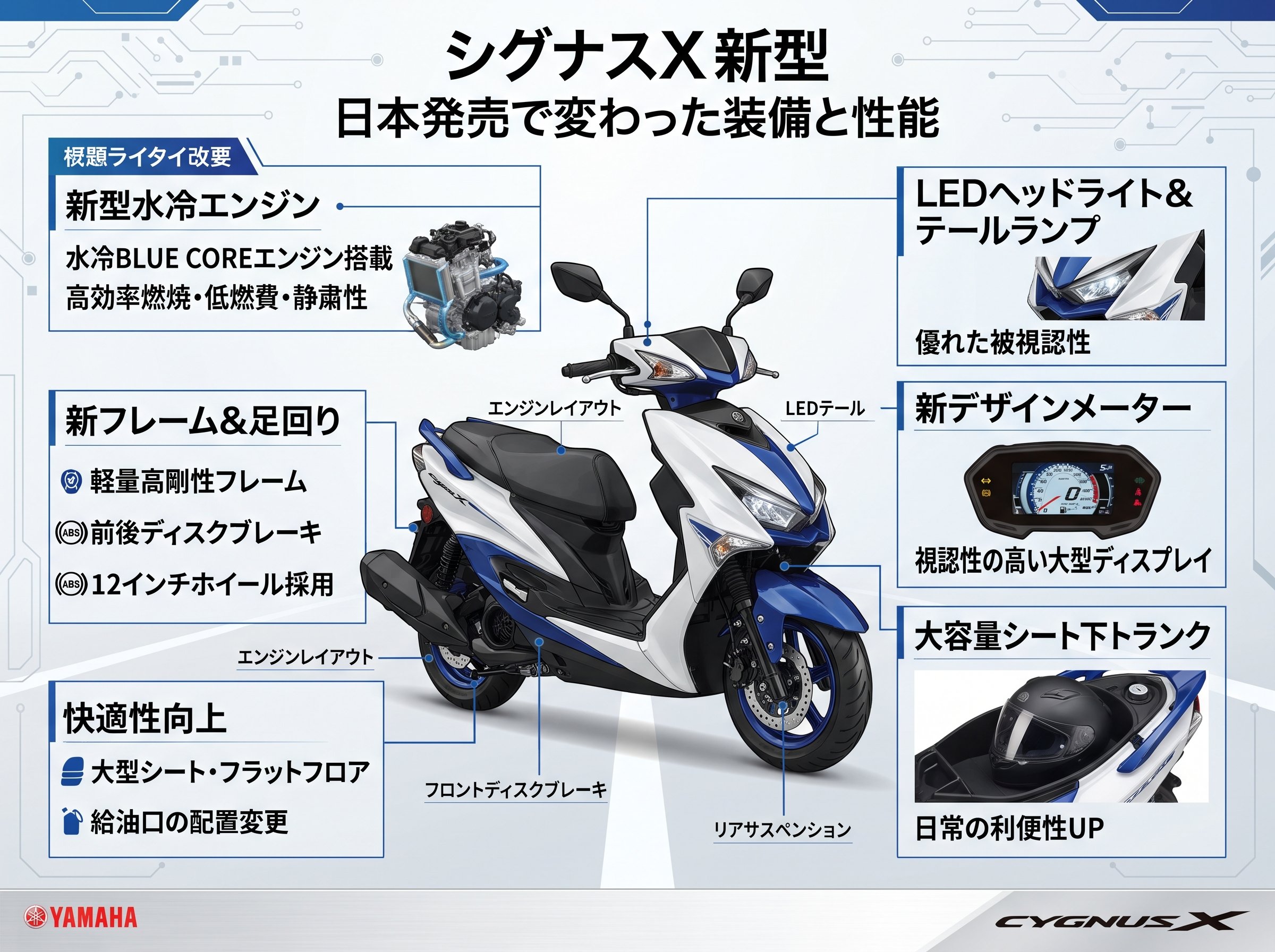 シグナスx 新型 日本 発売で変わった装備と性能