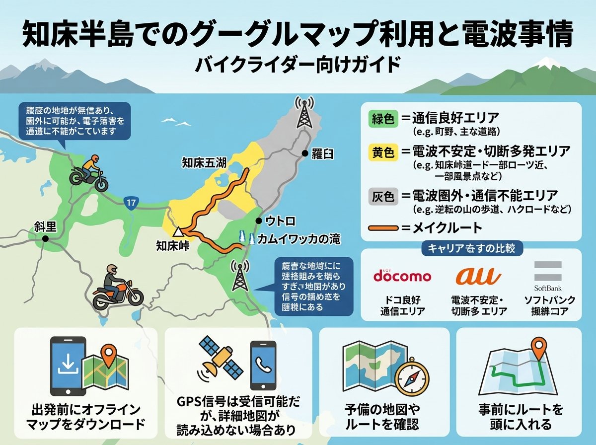知床半島でグーグルマップが使えないエリアと電波事情