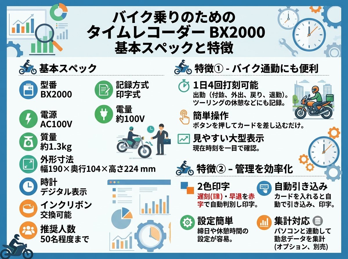 タイムレコーダー BX2000の基本スペックと特徴