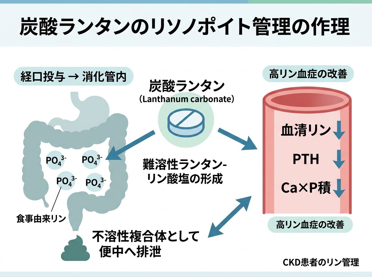 炭酸ランタンの作用機序とリン結合効果