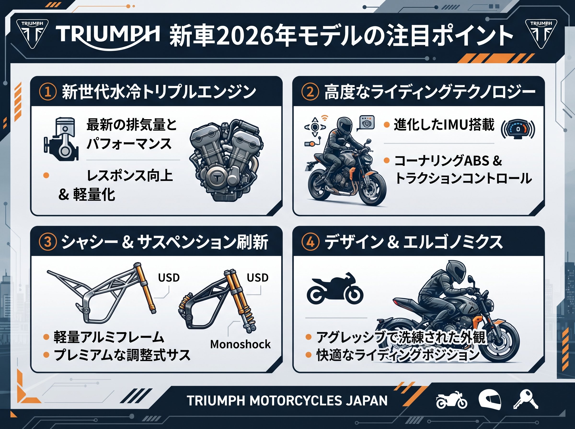 TRIUMPH新車2026年モデルの注目ポイント