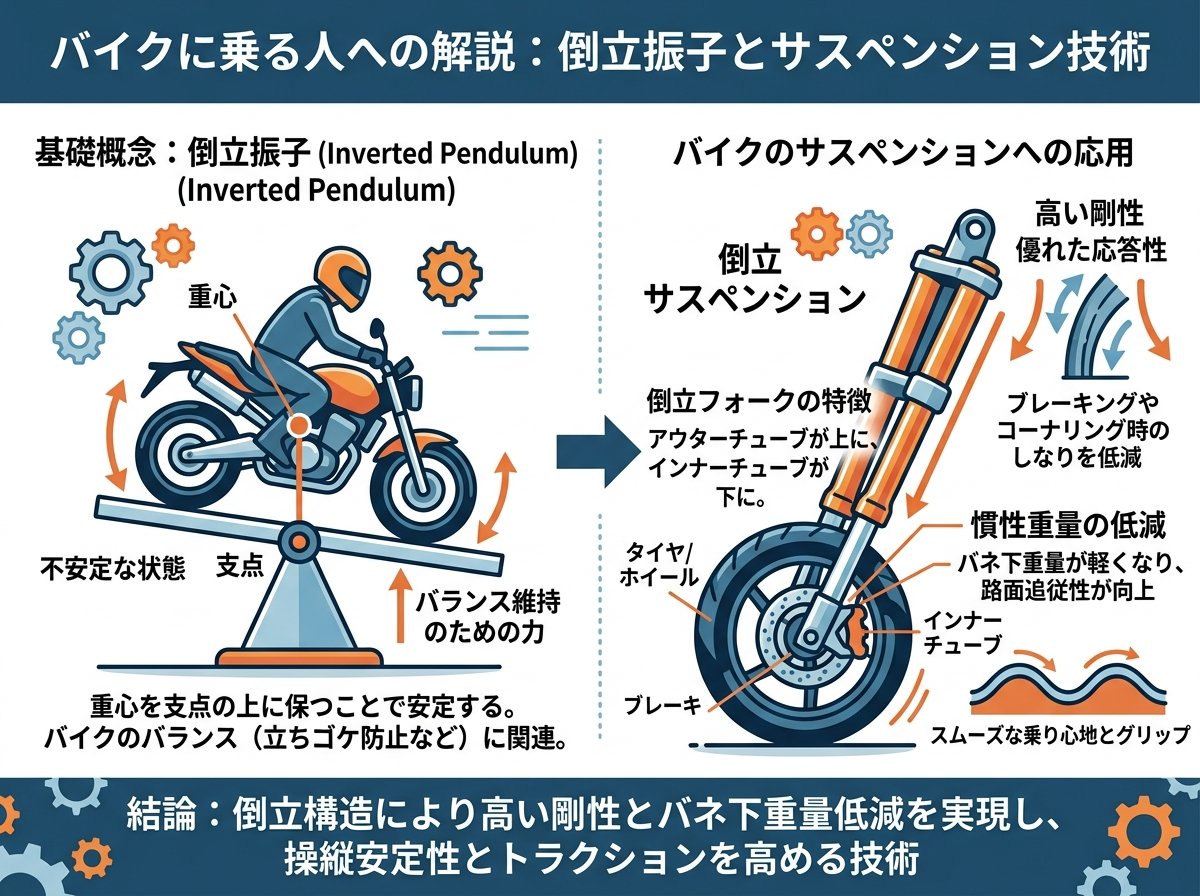 倒立振子とはバイクのサスペンション技術にどう関係するのか