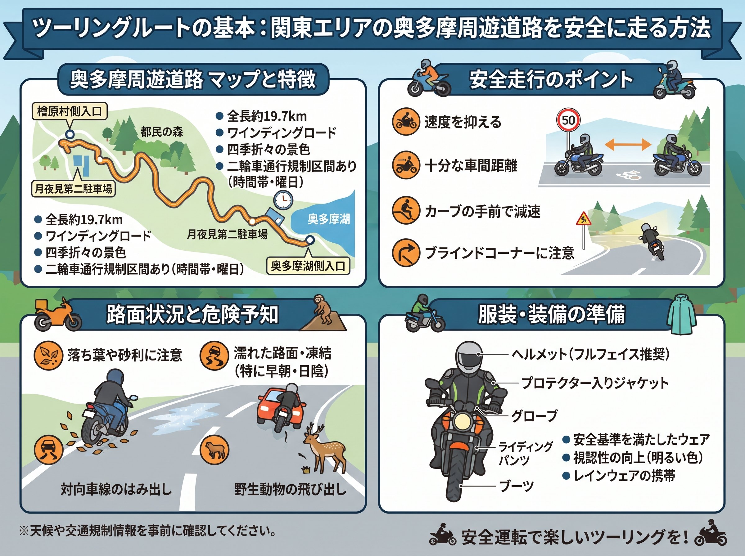 ツーリングルートの基本:関東エリアの奥多摩周遊道路を安全に走る方法